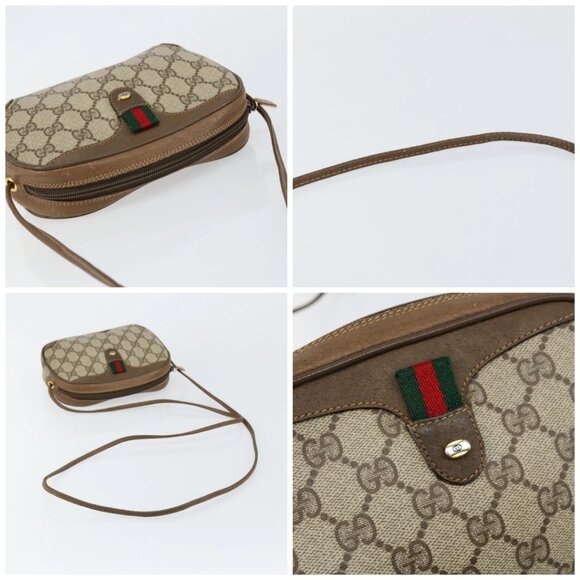 GUCCI GG Supreme Web Sherry Line Bag PVC Beige Gold 89 02 066 Auth BA7117 - Picture 16 of 16